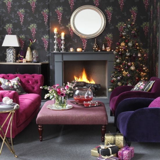 living-room--Christmas--glam--Ideal-Home